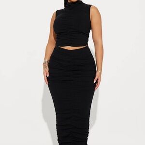 Snatched Ruched Skirt Set. Size 1X. Color Black. Only worn once, like new!